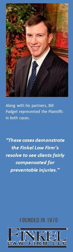 Banner for Attorney Bill Padget with a quote: "These cases demonstrate the Finkel Law Firm's resolve to see clients fairly compensated for preventable injuries."